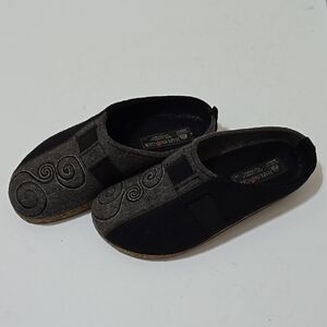 Haflinger Black and Gray Wool Clogs